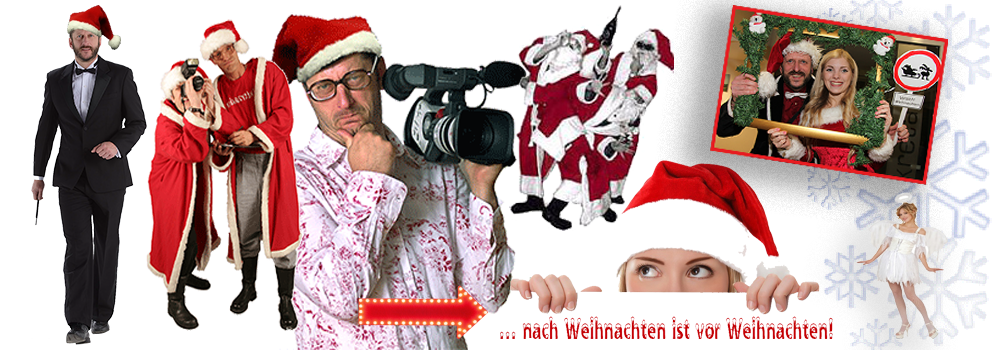 Weihnachtsmann-Home | Weihnachtsmann, Weihnachtsfrau, Engelchen, Elfe und vieles mehr als außergewöhnliche Xmas-Show als Idee für Ihre Weihnachtsfeier (Weihnachts-Event, Bescherung, Weihnachtsmarkt, Christbaumschlagen, Glühweintrinken, etc.)